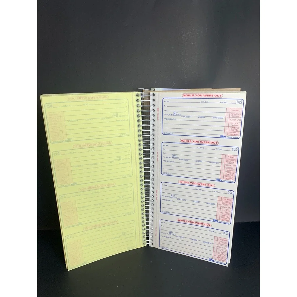 Vintage 2 TOPS 4008 Phone Message Book 600 Duplicate Sets Carbonless Spiral 90s